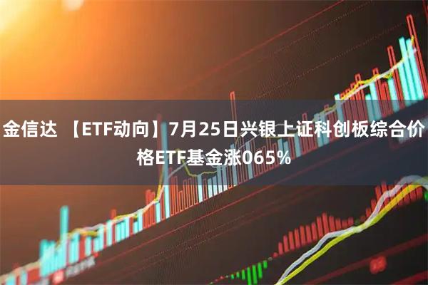 金信达 【ETF动向】7月25日兴银上证科创板综合价格ETF基金涨065%